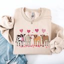 Small Sand Valentine's Calves And Cows Farm Life Hearts Love For Animals Farmhouse Design Sweatshirt