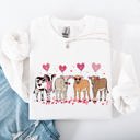 Large White Valentine's Calves And Cows Farm Life Hearts Love For Animals Farmhouse Design Sweatshirt