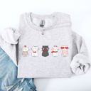 Medium Ash Light Gray Valentine's Cat Cute Kawaii Love Heart Illustration With Cozy Fleece Theme For Lovers Sweatshirt