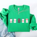 XXXL Irish Bright Green Valentine's Cat Cute Kawaii Love Heart Illustration With Cozy Fleece Theme For Lovers Sweatshirt