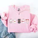 XXXL Light Pink Valentine's Cat Cute Kawaii Love Heart Illustration With Cozy Fleece Theme For Lovers Sweatshirt