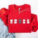 Large Red Valentine's Cat Cute Kawaii Love Heart Illustration With Cozy Fleece Theme For Lovers Sweatshirt