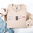 Medium Sand Valentine's Cat Cute Kawaii Love Heart Illustration With Cozy Fleece Theme For Lovers Sweatshirt