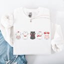 XXXL White Valentine's Cat Cute Kawaii Love Heart Illustration With Cozy Fleece Theme For Lovers Sweatshirt