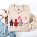 Large Sand Valentine's Chickens Love Hearts Whimsical Farmhouse Cozy Design For Farm Lovers Sweatshirt