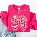 Large Crunchberry Bright Pink Valentine's Day Affirmations Loved Enough Worthy Positivity Ribbon Love Heart Sweatshirt