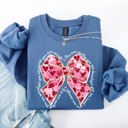 Large Indigo Blue Valentine's Day Affirmations Loved Enough Worthy Positivity Ribbon Love Heart Sweatshirt