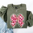 Large Military Green Valentine's Day Affirmations Loved Enough Worthy Positivity Ribbon Love Heart Sweatshirt