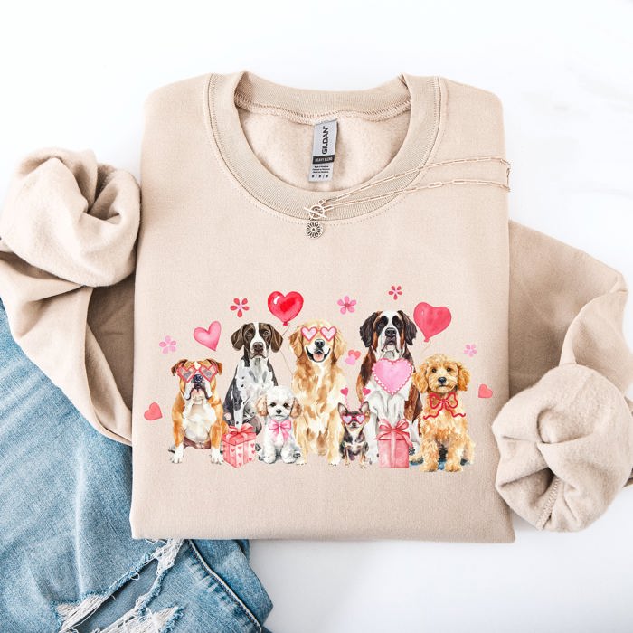 Valentine's Dogs Hearts Love Animal Lovers Plush Ultra Cozy For Pet Owners Sweatshirt