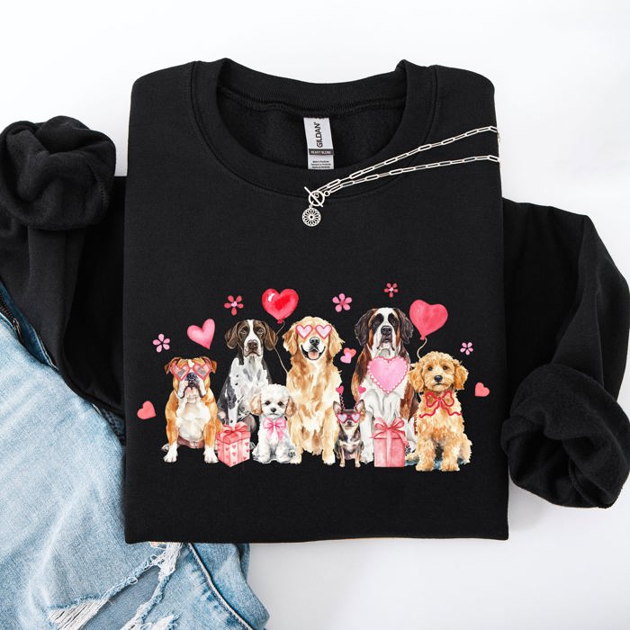 Valentine's Dogs Hearts Love Animal Lovers Plush Ultra Cozy For Pet Owners Sweatshirt