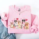 Large Light Pink Valentine's Dogs Hearts Love Animal Lovers Plush Ultra Cozy For Pet Owners Sweatshirt
