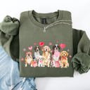 Medium Military Green Valentine's Dogs Hearts Love Animal Lovers Plush Ultra Cozy For Pet Owners Sweatshirt