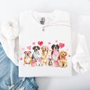 Large White Valentine's Dogs Hearts Love Animal Lovers Plush Ultra Cozy For Pet Owners Sweatshirt