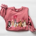  Valentine's Dogs Balloons Hearts Paw Prints Animal Lover Theme Cozy Cartoon Style Sweatshirt