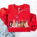  Valentine's Dogs Balloons Hearts Paw Prints Animal Lover Theme Cozy Cartoon Style Sweatshirt