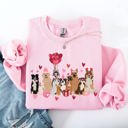 XL Light Pink Valentine's Dogs Balloons Hearts Paw Prints Animal Lover Theme Cozy Cartoon Style Sweatshirt