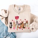 Small Sand Valentine's Dogs Balloons Hearts Paw Prints Animal Lover Theme Cozy Cartoon Style Sweatshirt