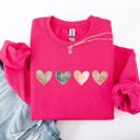 XL Crunchberry Bright Pink Watercolor Hearts Valentine's Day Love Minimalist Graphic Print Cozy Warmth Sweatshirt