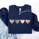 XXL Navy Watercolor Hearts Valentine's Day Love Minimalist Graphic Print Cozy Warmth Sweatshirt