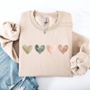 Medium Sand Watercolor Hearts Valentine's Day Love Minimalist Graphic Print Cozy Warmth Sweatshirt