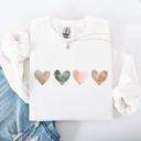 XXXL White Watercolor Hearts Valentine's Day Love Minimalist Graphic Print Cozy Warmth Sweatshirt