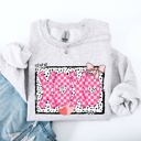 Medium Ash Light Gray XOXO Valentine's Day Dalmatian Print Love Hearts Chic Cozy Fleece Wearable Artwork Sweatshirt