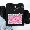 XXL Black XOXO Valentine's Day Dalmatian Print Love Hearts Chic Cozy Fleece Wearable Artwork Sweatshirt