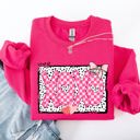 Large Crunchberry Bright Pink XOXO Valentine's Day Dalmatian Print Love Hearts Chic Cozy Fleece Wearable Artwork Sweatshirt