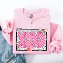 XXL Light Pink XOXO Valentine's Day Dalmatian Print Love Hearts Chic Cozy Fleece Wearable Artwork Sweatshirt