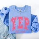 XL Carolina Blue Yep Still Single Funny Valentine's Day Love Single Hearts Graphic Cozy Sweatshirt