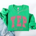 XXL Irish Bright Green Yep Still Single Funny Valentine's Day Love Single Hearts Graphic Cozy Sweatshirt