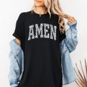 XL Black Amen Dalmatian Print Christian Jesus Gospel Faith Saved Inspirational Religious Apparel Comfort Colors Tee
