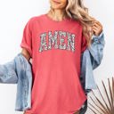 XXXL Watermelon Pink Amen Dalmatian Print Christian Jesus Gospel Faith Saved Inspirational Religious Apparel Comfort Colors Tee