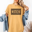 Medium Mustard Amen, Trust In The Lord Checkered Christian Jesus Gospel Faith Saved Comfort Colors Tee