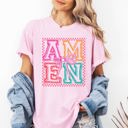  Colorful Amen Bows Coquette Christian Jesus Gospel Faith Saved Comfort Colors Tee