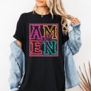 XXL Black Colorful Amen Bows Coquette Christian Jesus Gospel Faith Saved Comfort Colors Tee