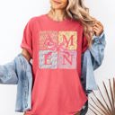 Small Watermelon Pink Colorful Floral Amen Ribbon Coquette Christian Jesus Gospel Faith Saved Comfort Colors Tee