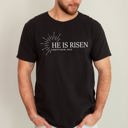 Large Black He Is Risen Matthew Christian Jesus Gospel Faith Saved Bible Verse Comfort Colors Tee