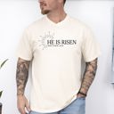Small Ivory Cream He Is Risen Matthew Christian Jesus Gospel Faith Saved Bible Verse Comfort Colors Tee