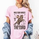Small Blossom Light Pink Hold Your Horses, Wait On The Lord, Christian, Jesus, Gospel, Faith, Saved Comfort Colors Tee