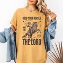 XXL Mustard Hold Your Horses, Wait On The Lord, Christian, Jesus, Gospel, Faith, Saved Comfort Colors Tee