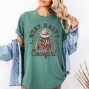 Large Granite Stay Salty Cowgirl Country Western Christian Jesus Gospel Faith Saved Comfort Colors Tee
