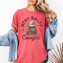 XL Watermelon Pink Stay Salty Cowgirl Country Western Christian Jesus Gospel Faith Saved Comfort Colors Tee