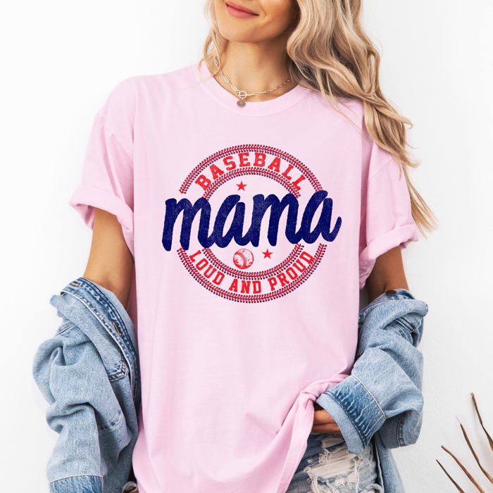 Baseball Mama Loud and Proud Mothers Day Baseball Fan Sports Enthusiast Edition Comfort Colors Tee