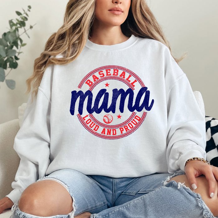 Baseball Mama Loud and Proud Sports Mom Celebration Mother's Day Premium Sweatshirt