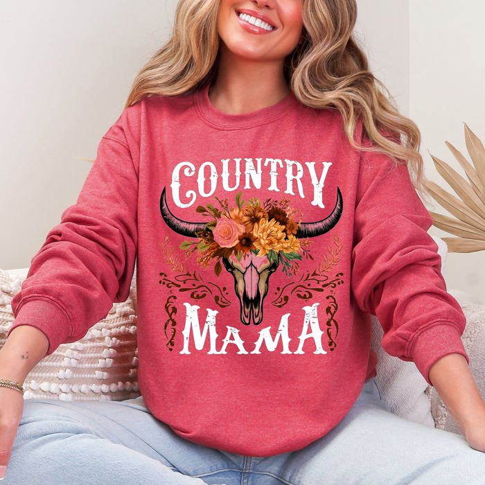 Country Mama Skull Western Country Living Mother's Day Edition Graphic Sweatshirt
