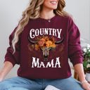 Medium Maroon Country Mama Skull Western Country Living Mother's Day Edition Graphic Sweatshirt