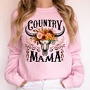 Large Light Pink Country Mama Skull Western Country Living Mother's Day Edition Graphic Sweatshirt