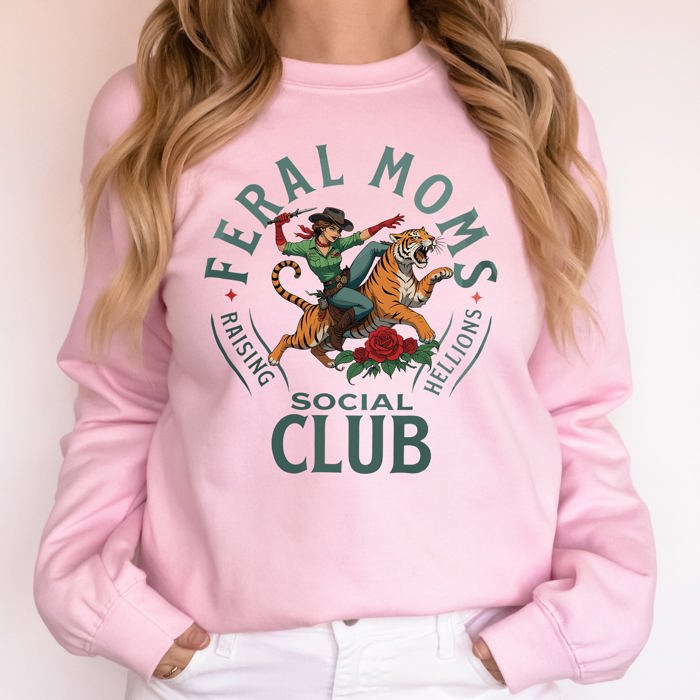 Feral Mom's Social Club Raising Hellions Tiger Mother's Day Edition Graphic Sweatshirt