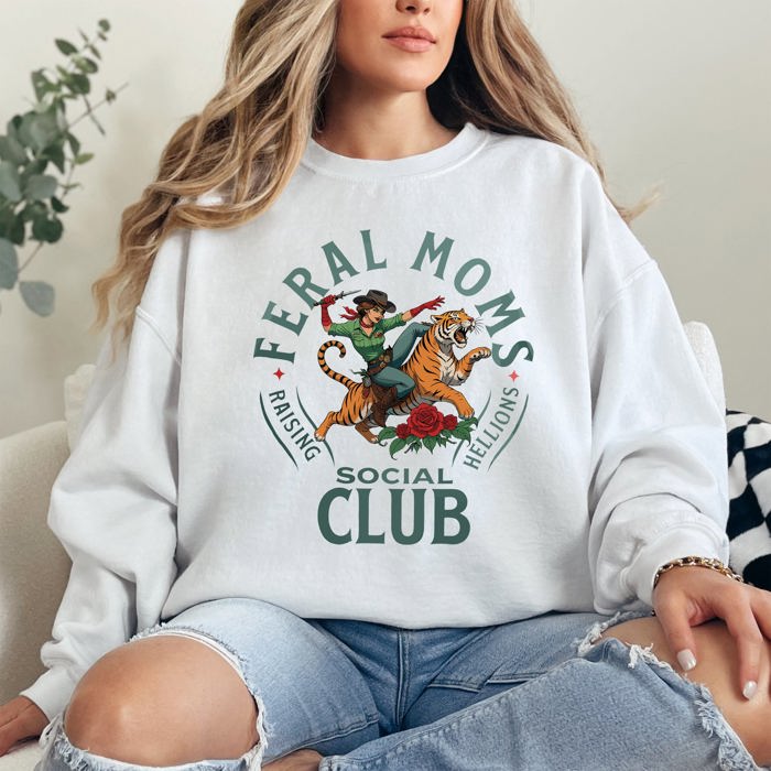 Feral Mom's Social Club Raising Hellions Tiger Mother's Day Edition Graphic Sweatshirt
